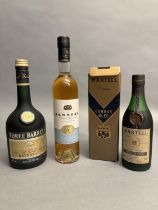 FRENCH BRANDIES (3), Martell Cordon Bleu Cognac, 1 Half bottle, gift box (damaged), level low neck
