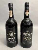 DOW'S 1975 VINTAGE PORT, 2 bottles, levels top shoulder