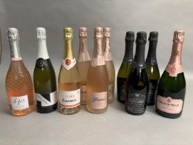 10 MIXED SPARKLING WINES BOTTLES; 1 Graham Beck Cap Classique Brut Rosé NV 12% L22173, 3 Prosecco