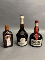 CLASSIC FRENCH LIQUEURS, 3 bottles, D.O.M. Benedictine Liqueur, 1 Litre 40%, no wax seal Cointreau