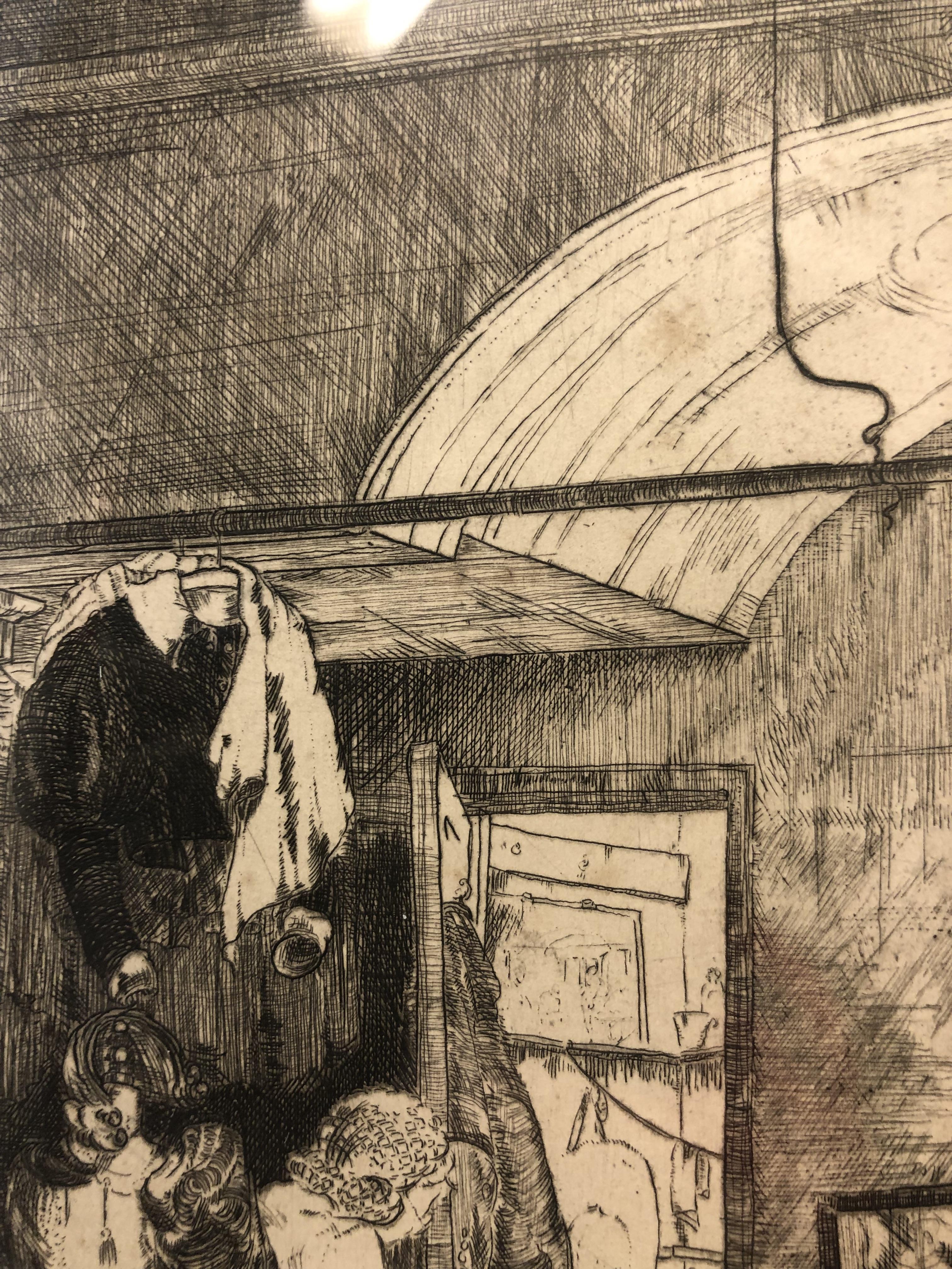 Gwen May (1903 - 1992), The Theatre Dressing Room, etching signed in pencil, 31cm x 26.5cm, framed - Image 7 of 8