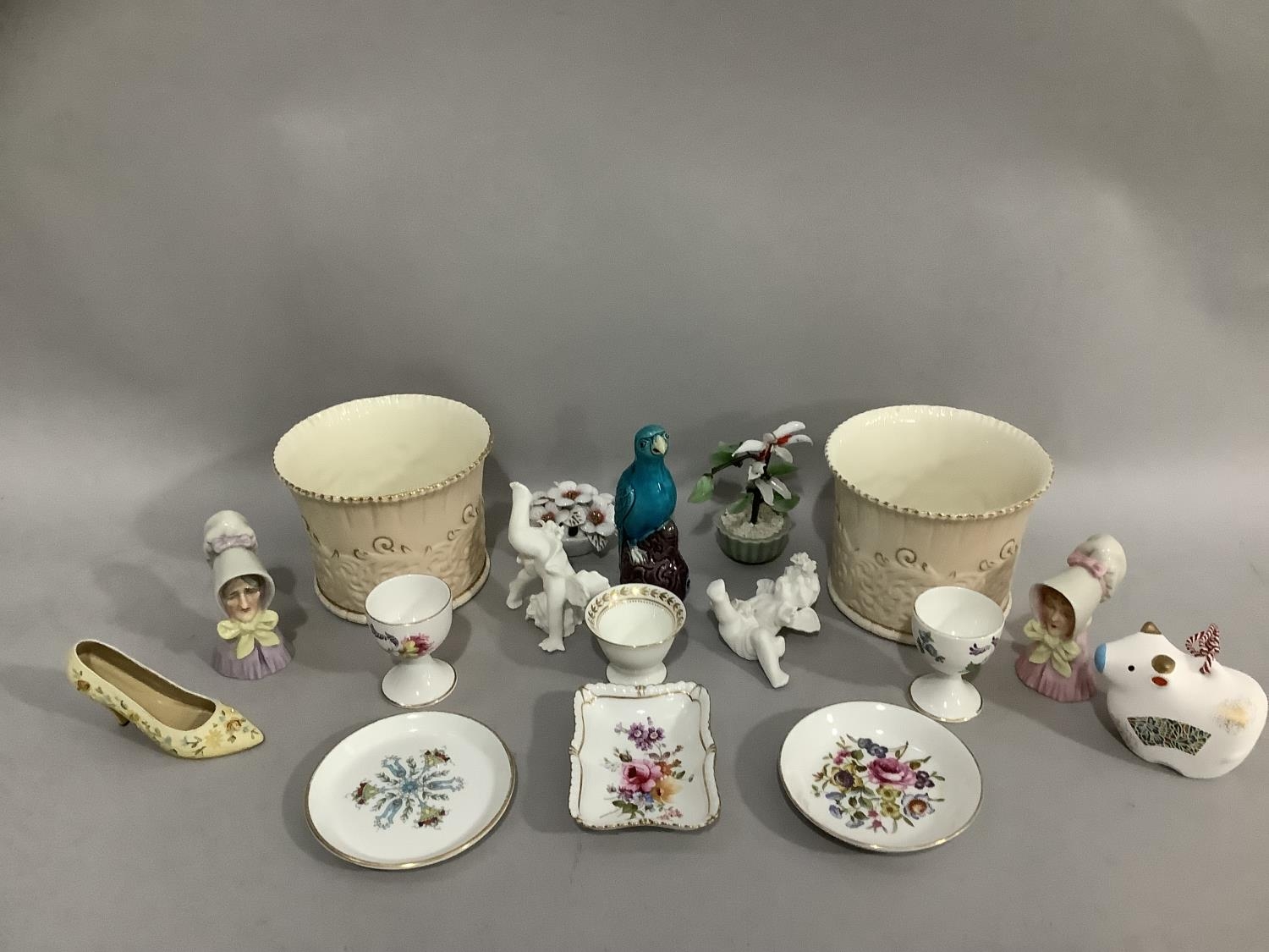 A Minton egg cup, two Royal Albert egg cups, three Royal Crown Derby pin dishes, two Royal Worcester - Image 2 of 2