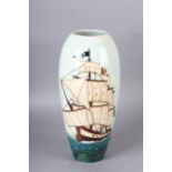 A Moorcroft pottery'First fleet HMS Sirius' pattern vase designed by Sally Tuffin, c.1988, impressed