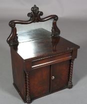 A lady's Victorian miniature mahogany chiffonier-dressing box with raised mirror back, above a