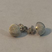 A pair of bombé ear studs in 18ct white gold, each dome on spiral of rope twist wire, approximate