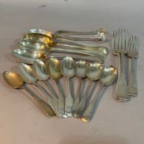 A quantity of silver cutlery including four teaspoons Sheffield 1930 for Walker and Hall, three