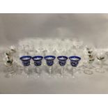 Four hock glasses by Stuart crystal with two others and a quantity of glassware including cobalt