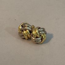 A pair of knot ear studs in 18ct white gold, approximate diameter 11mm, approximate weight 4g