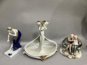 A Capodimonte figure group, 'The Gossips' signed by Gelle together with an Art Nouveau style