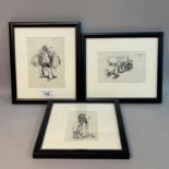 Mercy Creed (British circa 1920) Three pen and ink illustrations for the Women's Land Army, titled