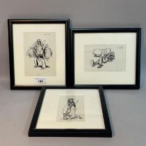 Mercy Creed (British circa 1920) Three pen and ink illustrations for the Women's Land Army, titled