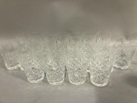 Four Waterford cut glass tumblers, two by Royal Doulton together with another set of seven and