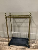 Brass and cast iron stick stand of rectangular form