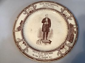 A 19th century Railway Jubilee Commemoration plate, by J Wardle, to celebrate the unveiling of a