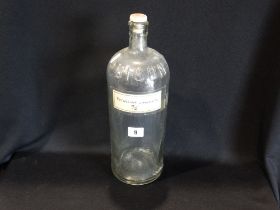 A Large Size Clear Glass Apothecary Bottle Marked Poison, 14" High