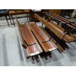 A Pair Of Cast Iron & Pitch Pine Swing Back Chapel Benches 69" Wide