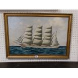 T.G Purvis, Oil, Study Of The Sail Ship "Rowena", Signed, 15" X 23"