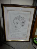 Foujita, A Pencil Portrait Of A Lady, Signed & Dated 1939 Paris, 20" X 14"