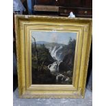 Edmund Marriner Gill, Oil On Canvas, North Wales Mountain & Waterfall Scene, Signed Inverso & Dated