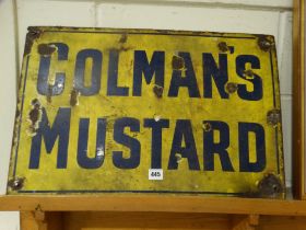 An Enamel Advertising Sign For "Colmans Mustard", 16" X 24"