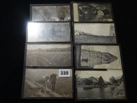 Eight Edwardian Framed Black & White Postcard Views