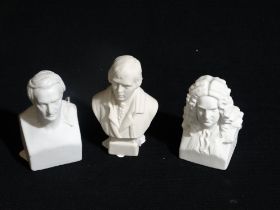 Three Parian Ware Composer Busts