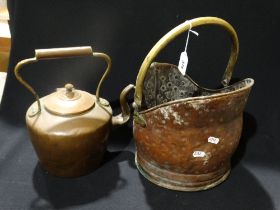 An Antique Copper Kettle Etc