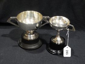 Two Silver Two Handled Trophy Cups, Relating To Criccieth Golf Club