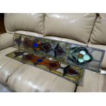 Two Pairs Of Leaded & Stained Glass Panels
