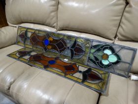 Two Pairs Of Leaded & Stained Glass Panels