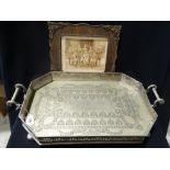 A Silver Plated Presentation Two Handled Tray To Lt Peter Jones From The 2nd Battalion Royal Welsh