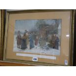 Three Late Victorian Coloured Winter Scene Prints