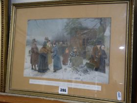 Three Late Victorian Coloured Winter Scene Prints