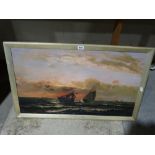 Albert Goodwin, Oil On Canvas, Marine View Titled "Coming To The Rescue", Signed, 17" X 29"