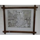 An Early 20thc Oak Framed County Map Of Lancashire