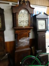 An Antique Mahogany Encased Long Case Clock, With Arch Painted Dial, Eight Day Movement, John Owen,