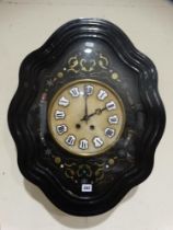 A French Wall Clock With Ebonized Frame & Circular Enamel Dial & Numerals