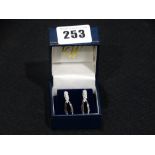 A Pair Of White Gold & Diamond Set Earrings