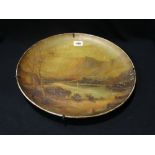 An Edwardian Pottery Charger With Hand Painted Landscape View, 14" Dia