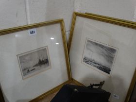 Three Black & White Coastal View Engravings, Signed In Pencil