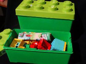 Two Lego Boxes Containing Lego Duplo