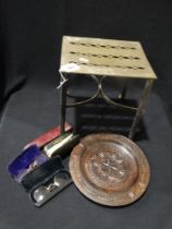 A Brass & Steel Footman, Together With Four Pairs Of Edwardian Spectacles Etc