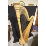 A USA Venus Forty Six String Extended Sound Board Concert Harp & Cover, Model Encore, No 75, &