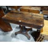 A 19thc Rosewood Veneer Fold Over Pedestal Card Table