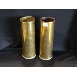 Two Brass Shell Cases, 12" High