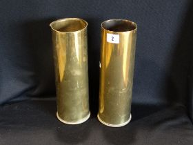 Two Brass Shell Cases, 12" High