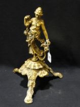 A Heavy Cast Brass Three Footed Figural Lamp Base
