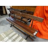 Three Cast Iron Framed & Pitch Pine Fixed Back Chapel Benches, 69" Across
