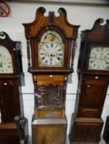 An Antique Mahogany Encased Long Case Clock, With Arched Painted Dial, Eight Day Movement, J Owen,