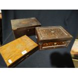 Two Victorian Sewing Boxes, Together With A Cased Fish Knife & Fork Set